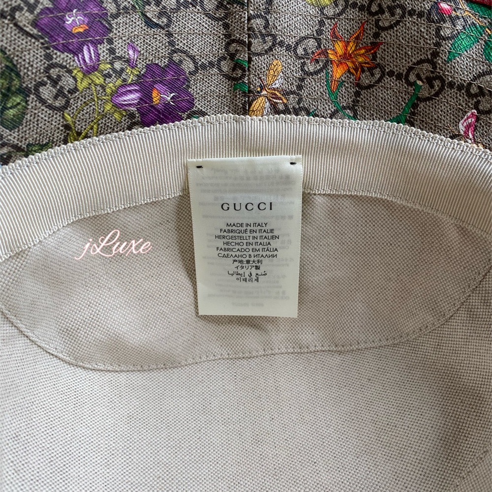 GUCCI Claudia Flora Print GG Supreme Bucket Hat - Picture 7 of 11
